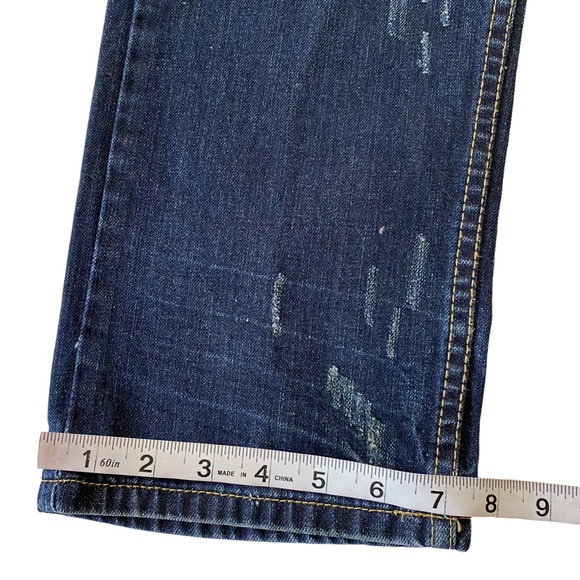 CJ Black Premium Patchwork Distressed Straight Slim Dark Wash Jeans Size 34 x 34 - Picture 12 of 14